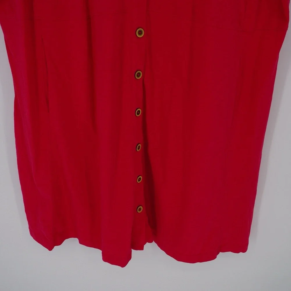 Soft Surroundings Womens 3X Button Down Hot Pink Dress‎ Short Sleeve Lagenlook